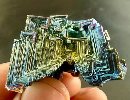 Bismuth, iridescent laboratory-grown crystals, Mineral Specimen for Sale