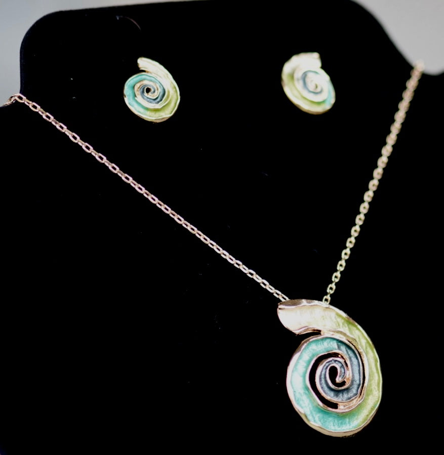 Ammonite necklace and earrings